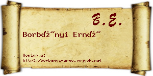 Borbényi Ernő névjegykártya